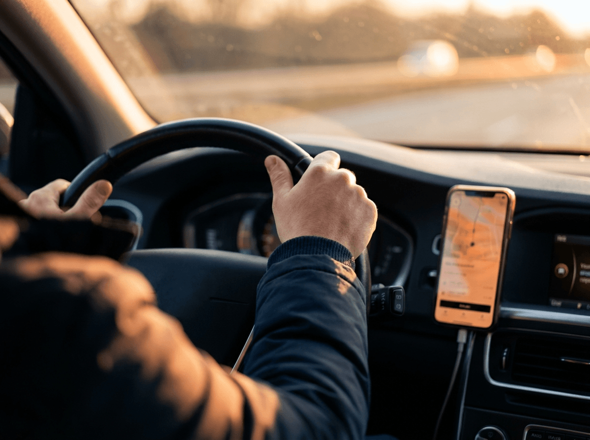 An independent driver on the road